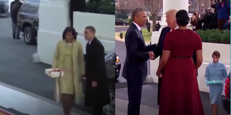 Cách Tổng thống Obama bước ra khỏi xe khác so với ông Donald Trump.