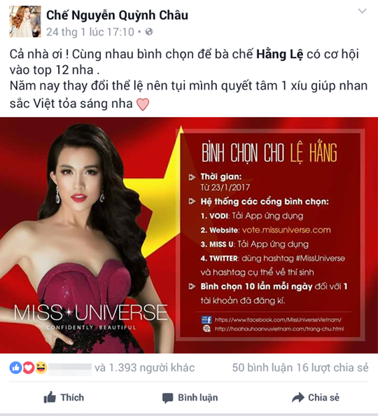 
Người mẫu Quỳnh Châu từng gắn bó với Lệ Hằng khi tham gia Hoa hậu Hoàn vũ Việt Nam 2015.