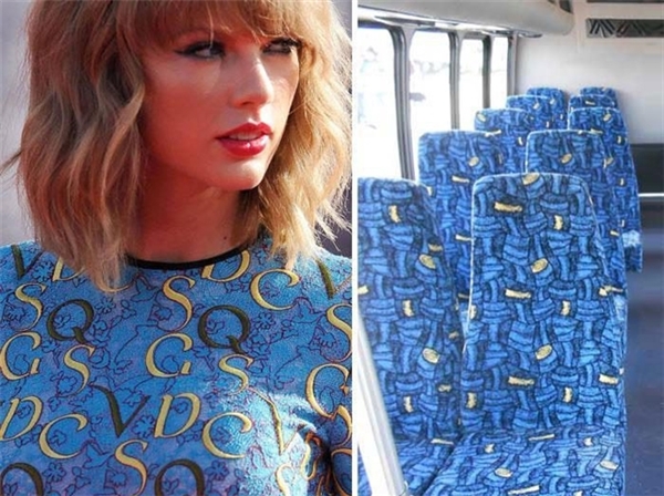
Thoạt nhìn, chắc chắn bạn sẽ khó nhận ra điểm khác biệt giữa chiếc áo của Taylor Swift và hàng ghế trên xe.